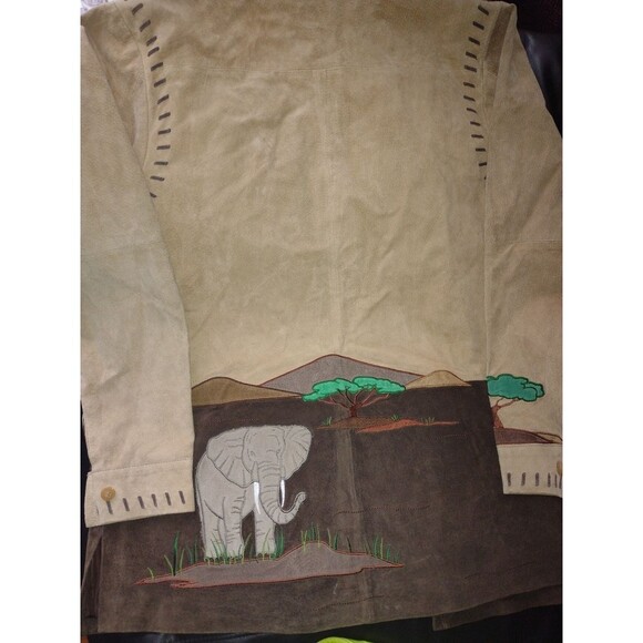 Vintage Quaker Factory Safari  Elephant Suede Leather Jacket New with tags! - Picture 3 of 7